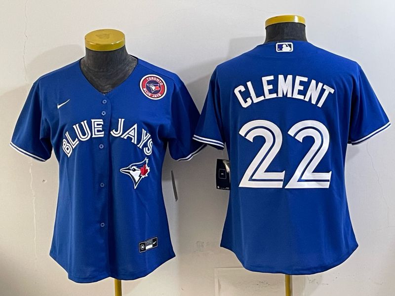 Women 2025 Nike Toronto Blue Jays #22 Clement Blue Game MLB Jersey 05